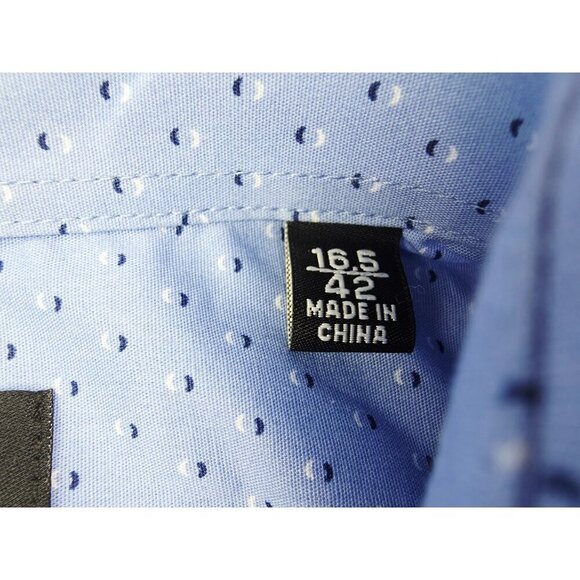 Scotch & Soda Amsterdam Sz 16.5/42 Mens Modern Fit Stretch Blue Polka Dots Shirt - Picture 6 of 12